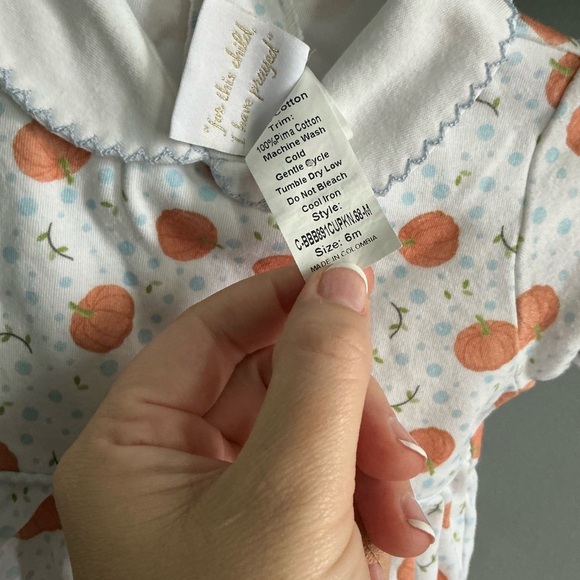 Lullaby Set White and Orange Pumpkin Bubble Romper - Picture 3 of 5